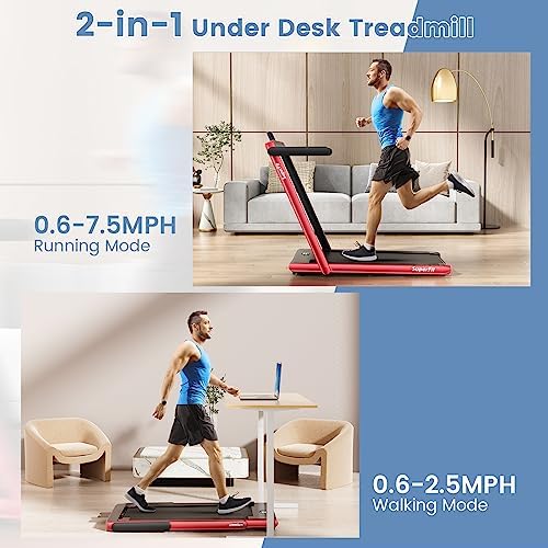 Goplus 2 in 1 Under Desk Treadmill, 2.25HP Superfit Folding Treadmill with Touch Panel Control, App Control, Remote Control, Bluetooth Speaker, Foldable Walking Treadmills for Home Office - Image 2