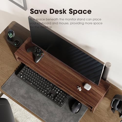 Fenge 31.5 Inch Dual Monitor Stand Riser for Desk, Brown - Image 5