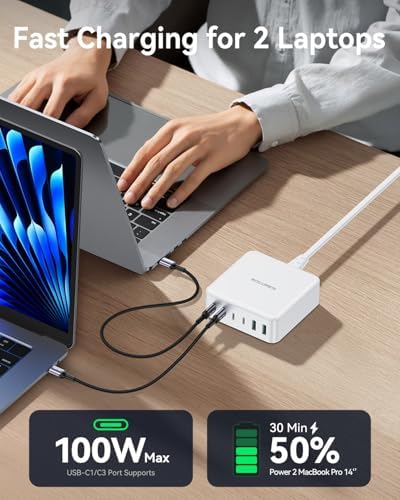 Rocoren 270W GaN 6‑Port Charging Station,100W PD Fast Charger Block Dock - Image 3