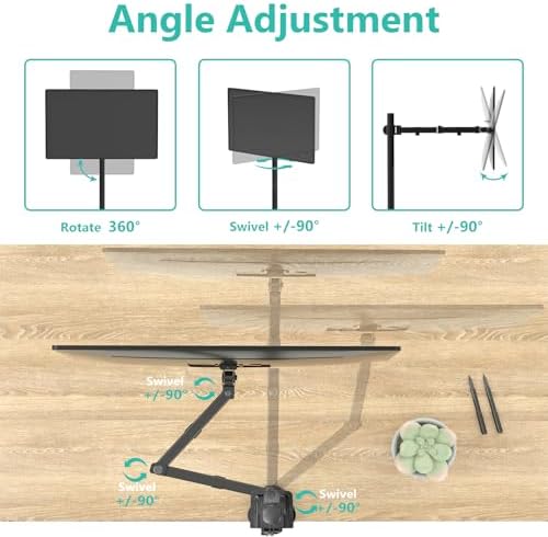 WALI Tall Monitor Arm Mount for Desk for 13-34 inch Screens, 22 lbs per Arm - Image 5