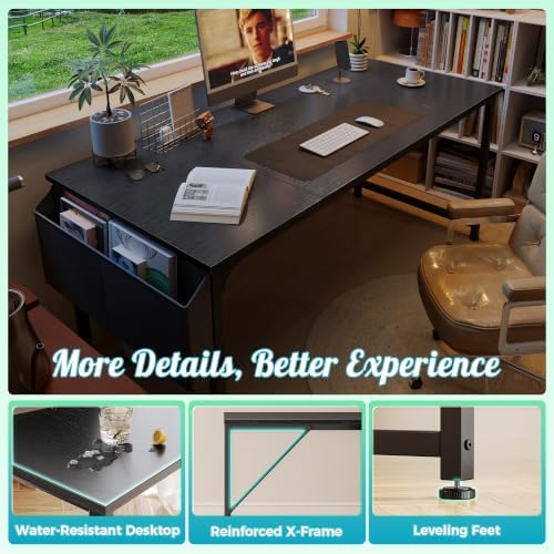 PRAISUN 63'' Computer Desk with Fabric Storage Bag - Image 7