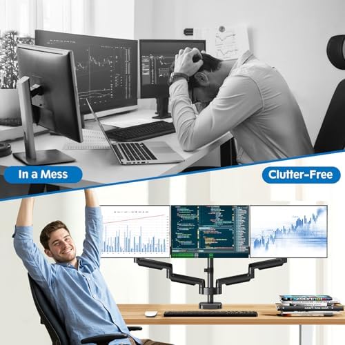 Triple Monitor Desk Mount for Computer Screens up to 32" - Image 6