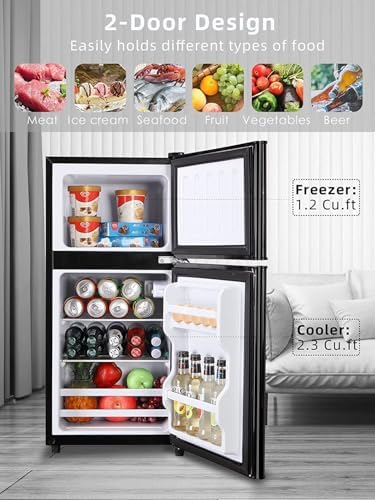 Refrigerator with Freezer 3.5 Cu.Ft Top-Freezer Compact Refrigerator Black - Image 2