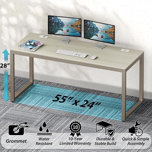 SHW 55-Inch Commercial-Grade Office Computer Desk, Maple - Image 4