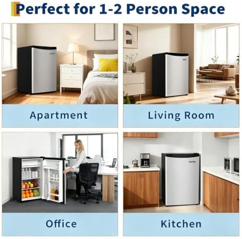 Garvee 4.5 Cubic Feet Compact Freezer-Fridge Combo, Ultra-Quiet Operation, Reversible Door Mini Refrigerator, Adjustable Temperature Control, Energy Saving Small Fridge for Bedroom Home Office Dorm - Image 6