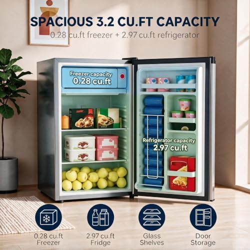 3.2 Cu.Ft Mini Fridge with Freezer, Dorm Refrigerator, Small Fridge - Image 2