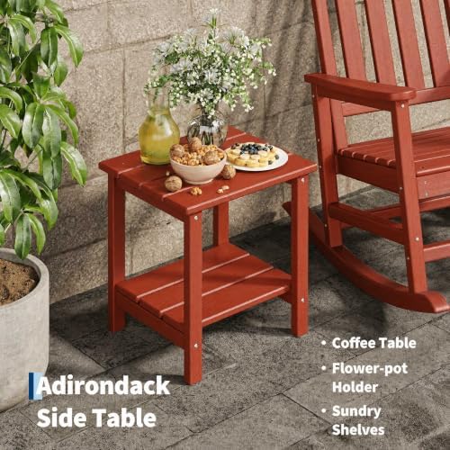 HDPE Rocking Chair Outdoor Set of 2 with Side Table, High Back Rocker - Image 5