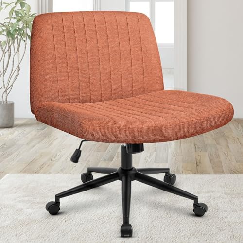 Orange Factory Criss Cross Chair, Wide Wheel Vanity Seat, Brown Dual Base by OrangeFactory