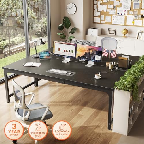 Huuger 71 x 31.5 inch Desk with Power Outlets & 0.95 Inch Thicker Desktop - Image 7