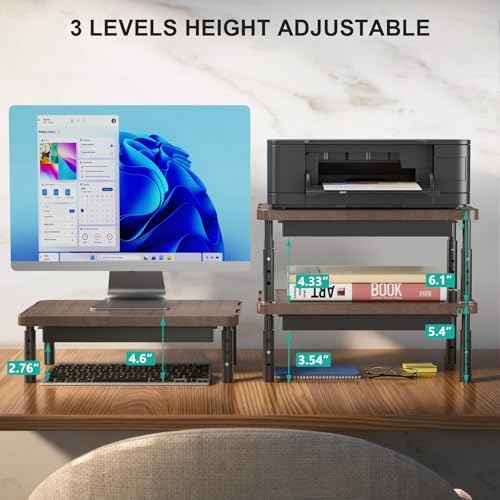 WALI Computer Monitor Stand with Storage, Monitor Riser 3 Height Adjustable - Image 4