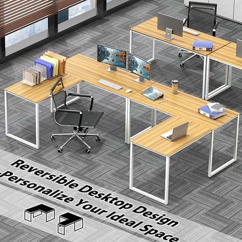 SHW Mission 48 x 48 L-Shape Home Office Computer Desk, Oak - Image 2