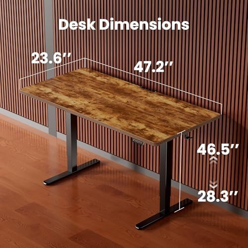 ErGear Height Adjustable Electric Standing Desk, 48 x 24 Inches Sit Stand up Desk, Memory Computer Home Office Desk, Vintage Brown - Image 3