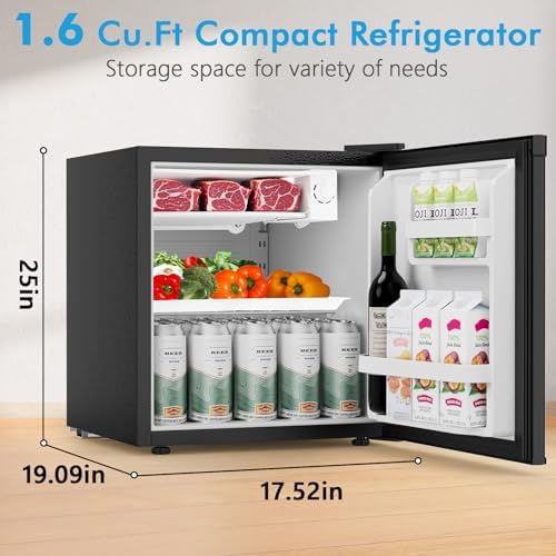 COWSAR 1.6 Cu.Ft Mini Fridge with Freezer, Compact Fridge with 7 Temperature Settings, Energy-efficient Low Noise Small Refrigerator Suitable For Dorm, Office, Bar, RV, Bedroom, Commercial - Image 3
