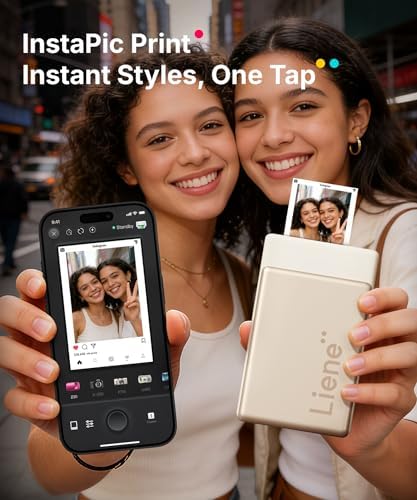 Liene Pearl N200 Pro Portable Photo Printer, Instant Mini Picture Printer for iPhone Smartphone, Thermal Dye Sublimation, Bluetooth Sticker Printer 50 Sheets 2x3 Adhesive Paper & 5 Cartridges, Gold - Image 5