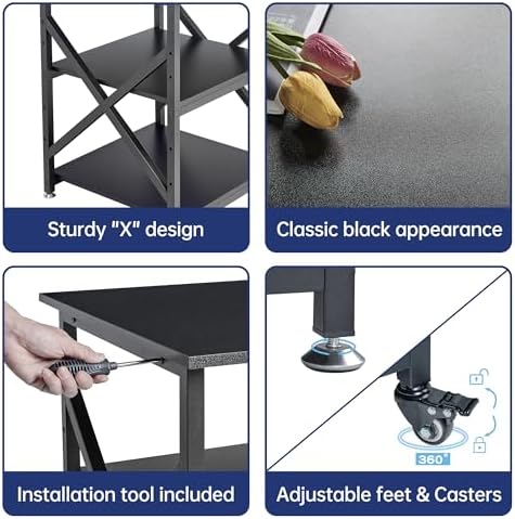 Fannova 23.6"x23.6"x30.1" Large Printer Stand with Adjustable Storage Shelf - Image 6