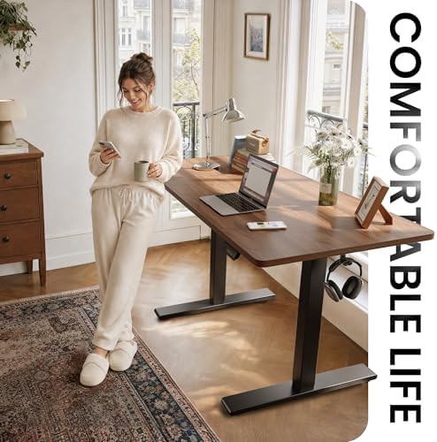 CubiCubi 48 x 24 Electric One-Piece Standing Desk, Black Walnut - Image 3