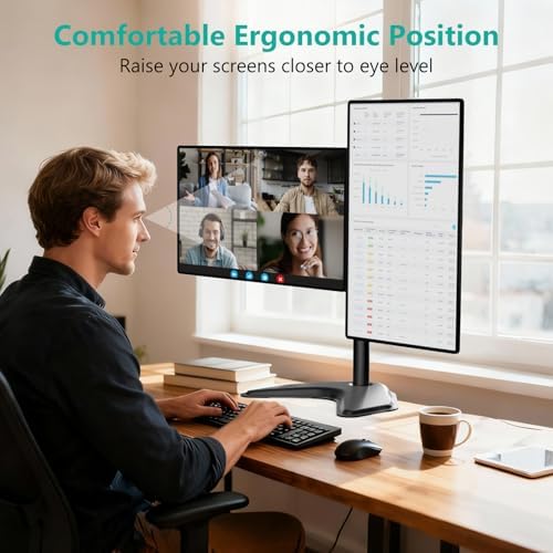 WALI Free Standing Dual Monitor Stand for 13-27 inch Screens,22 lbs per Arm - Image 6