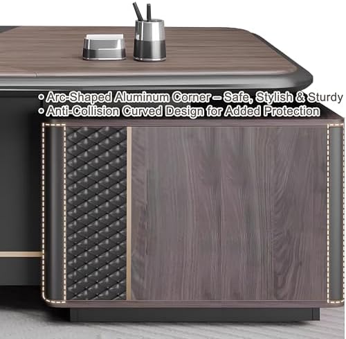 L Shaped Executive Desk with Drawers & Storage, Modern Wood Executive Office Desk Computer Table for Home Office Furniture Setup, Management Workstation for Workplace or Office(H-Left, L300CM/118IN) - Image 5