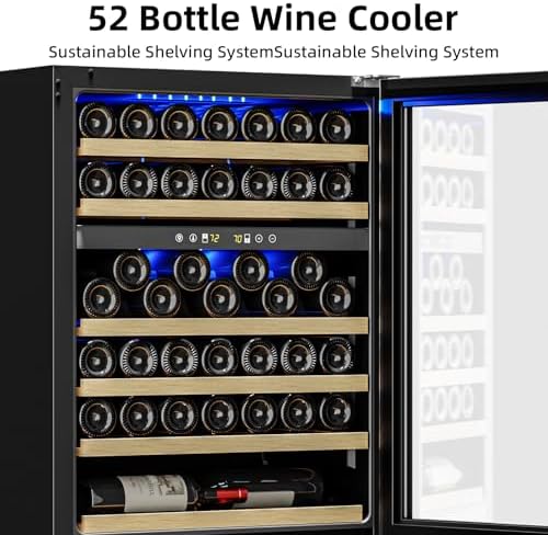 Antarctic Star 24 Inch Wine Fridge, 52 Bottle Wine Cooler Refrigerator. 39-64°F Dual Zone Wine Refrigerator Glass Door, Built in or Freestanding Under Counter Fridge for Home Bar Office - Image 4