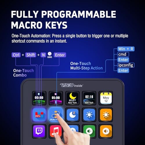 VSD M18 Macro Pad Programmable Keypad, Stream Controller Streaming Deck, Customizable LCD keys, Gaming shortcut keyboard, USB sound board, Trigger actions in OBS, Twitch, YouTube, Works with PC Mac - Image 2