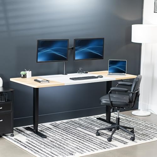 VIVO White/Light Wood 71 x 30 in Standing Desk, DESK-KIT-2B7WC - Image 2