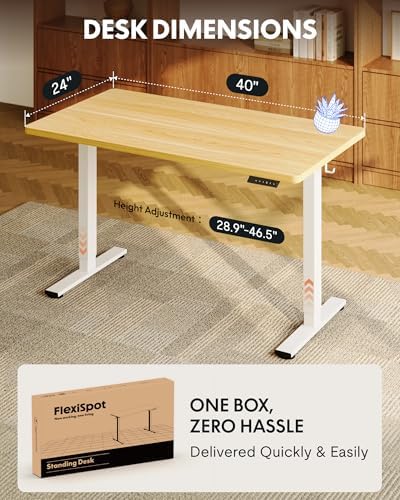 FLEXISPOT EN1 40"x24" One-Piece Standing Desk, Maple - Image 6