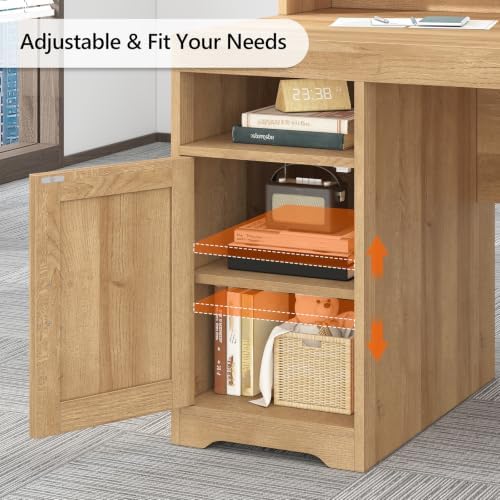 65" Farmhouse Computer Desk with Drawers and Printer Stand for Home Office - Image 6