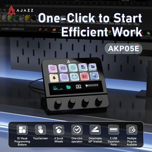 AJAZZ Macro Keypad Stream Controller Deck Gaming Streaming Shortcut Keyboard, 10-Key LCD Programmable Visual AI Touchpad with 4 Rotary Knobs for YouTube, Desk Office Setup, Laptop, PC, Mac - Image 2