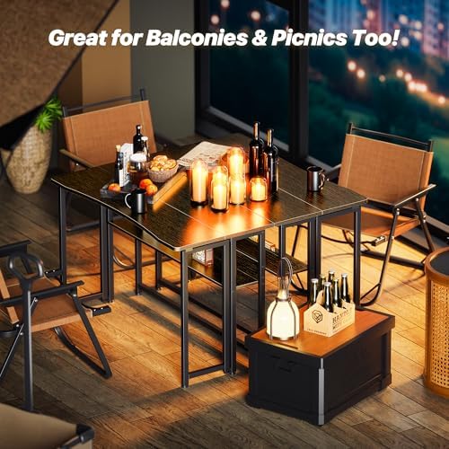 Huuger Folding Desk with Storage Shelf, 39.3 Inch Foldable Computer Table - Image 7