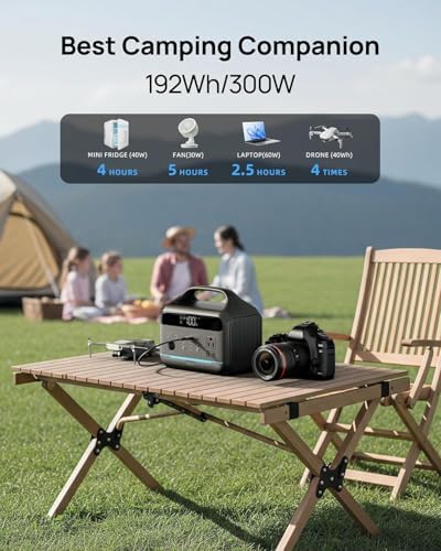 DARAN Portable Power Station 300W, 192Wh LiFePO4 Battery, Solar Generator with 110V AC Outlet & 8 Ports,Battery Backup for Camping, RV, Home Emergency Backup - Image 2