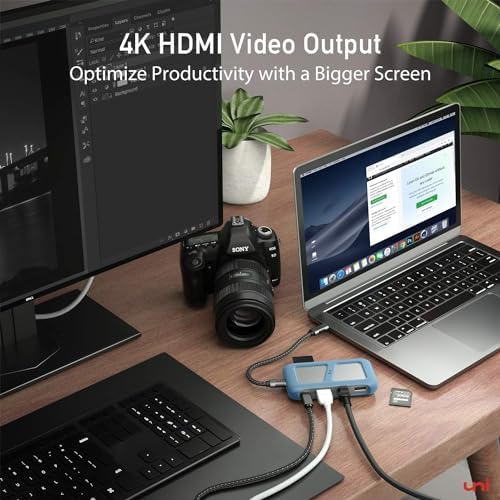 uni USB C Hub Multiport Adapter with Detachable Cable,8IN1 for MacBook Pro - Image 5