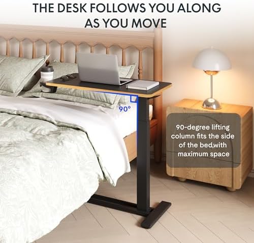 FLEXISPOT H7 28" Pneumatic Height-Adjustable Overbed Table with Wheels - Image 3