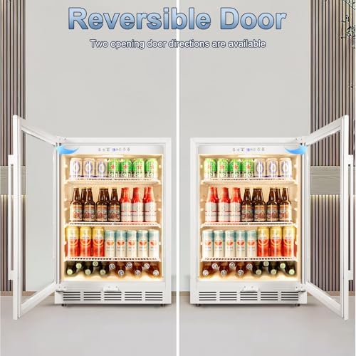 Velivi 24''Beverage Refrigerator Undercounter Fridge with Glass Door - Image 4