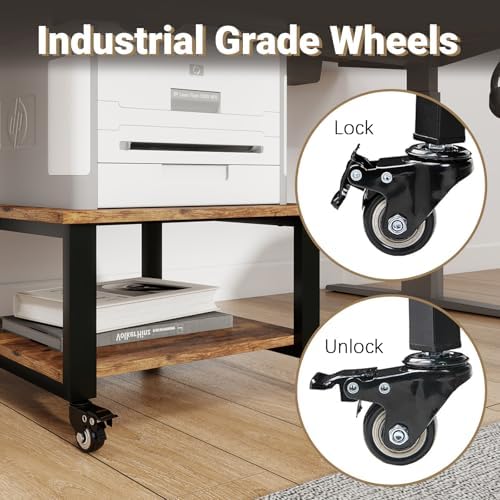 Natwind 2 Tier Laser Printer Stand,20''x20'' Under Desk Printer Cart, Retro - Image 6