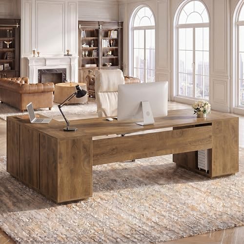 Tribesigns 85.8-Inch L-Shaped Executive Desk, Natural Oak by Tribesigns