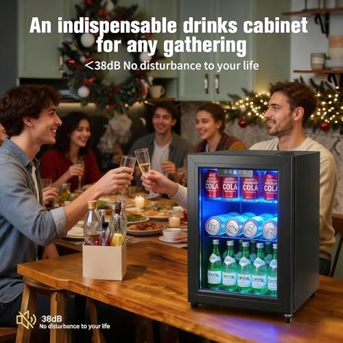 48 Can Mini Fridge, 1.7 Cu.Ft Drink Beverage Cooler with Digital Temperature Control & Glass Door, Countertop Small Beer Soda Wine Refrigerator for Office Bar Dorm Bedroom - Image 4