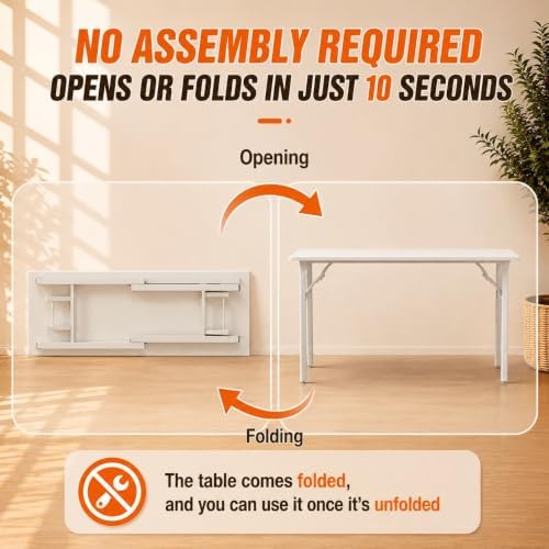 Folding Table Computer Desk - 55.1" No Assembly Folding Desk Design and Foldable Office Desk, Small Desk for Bedroom, Compact Storage Portable Use for Dorm and RV Small Space, White Ash - Image 4