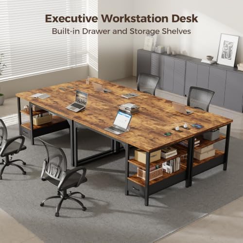 Mericonia 48" Computer Desk with Drawer, 1.2" Thick Reversible Office Desk - Image 7