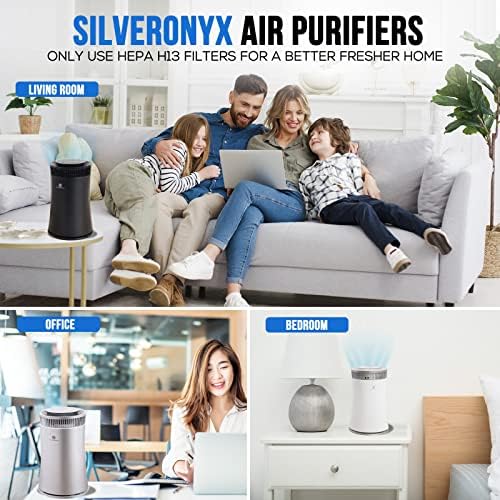 Air Purifier for Home Large Room – 5-in-1 HEPA Filter System, Covers Up to 500 Sq Ft for New Home for Allergies, Pets, Smoke, Remove Dust & Odor, Quiet, High Filtration Efficiency – SILVERONYX, Black - Image 4