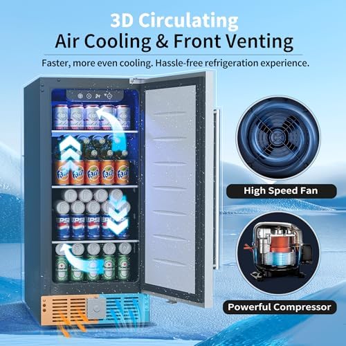 Feelfunn 15 Inch Beverage Refrigerator,126 Cans Outdoor Refrigerator - Image 4