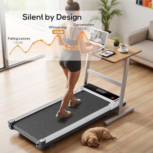 Walking Pad Under Desk Treadmill, Portable Compact Electric Walking Treadmill, Quiet Fitness Machine with Remote Control & LED Display for Home Office - Image 6