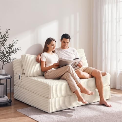 Folding Sofa Bed Convertible 4 in 1 Sleeper Chair Beige Full XL - Image 4