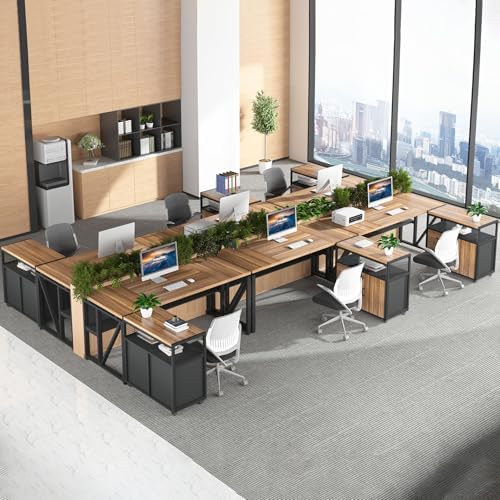 Tribesigns 55-inch L Shaped Desk with Drawer Cabinet, Executive Computer Desk and lateral File Cabinet, 2 Piece Home Office Furniture with Drawers for Hanging File, Doors with Locks (Brown, 55 inches) - Image 4