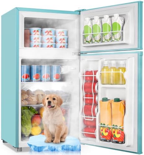 WANAI 3.5 Cu.Ft Blue Mini Fridge With Freezer Compact Refrigerator for Dorm by WANAI%C2%AE
