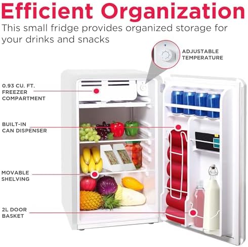 Frigidaire Retro Compact Refrigerator with Chiller, 3.2 cu ft Countertop Fridge, Built-In Bottle Opener, Rounded Corners, Premium, for Office, Bedroom, Dorm Room, Cabin, 18.5D x 20W x 31.5H (White) - Image 5