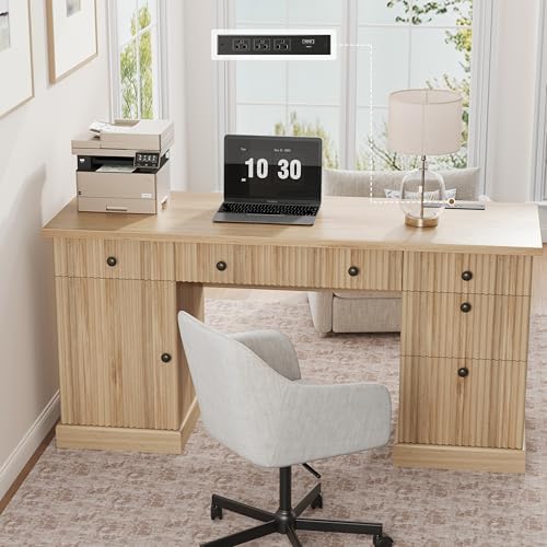 Garvee 60" Office Desk with Storage & Drawers for Home Office, Oak by Garvee