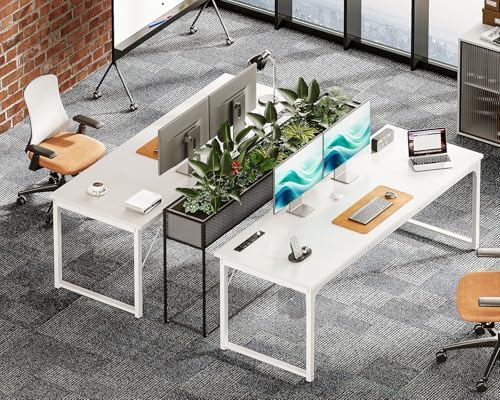 Coleshome 71 Inch Computer Desk with USB Ports, Large Office Desk, Long Study Student Writing Desk, White - Image 3