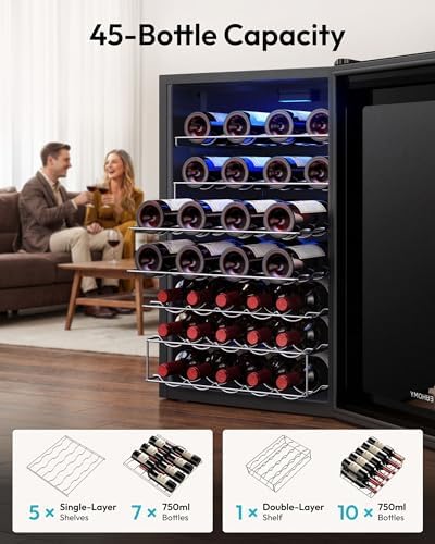 EUHOMY 45 bottle Wine Cooler Refrigerator, Wine Fridge Glass Door, Black - Image 3