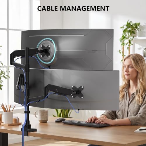 WALI Stacked Triple Monitor Mount for 49" UItrawides and Dual 34" Monitors - Image 5