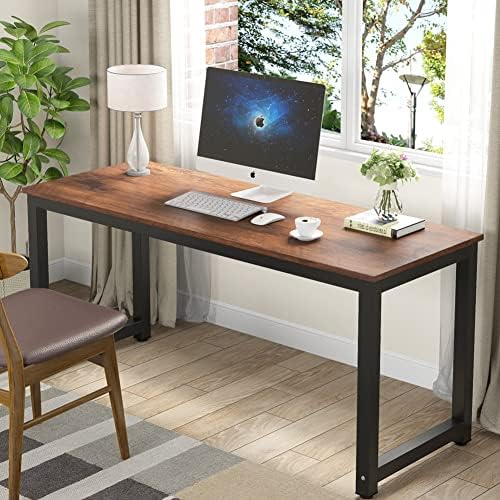 Tribesigns Computer Desk, 63 inch Large Office Desk Computer Table Study Writing Desk Workstation for Home Office, Rustic Brown - Image 4